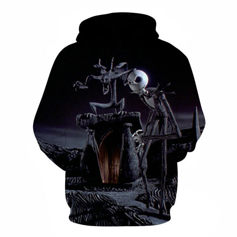 Image of Halloween Jack Skellington and demon 3D Printed Hoodie
