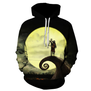 Halloween Jack Skellington and Sally 3D Printed Hoodie