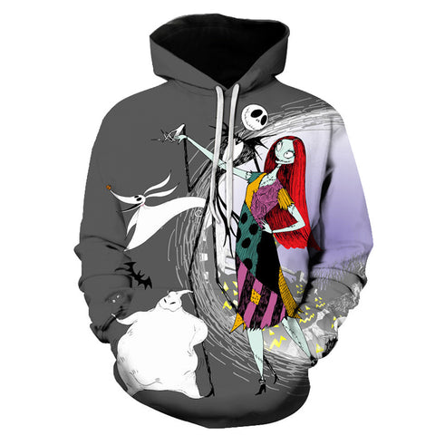 Image of Halloween Jack and Sally dance 3D Printed Hoodie