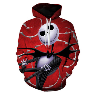 Halloween Jack Skellington Red night 3D Printed Hoodie