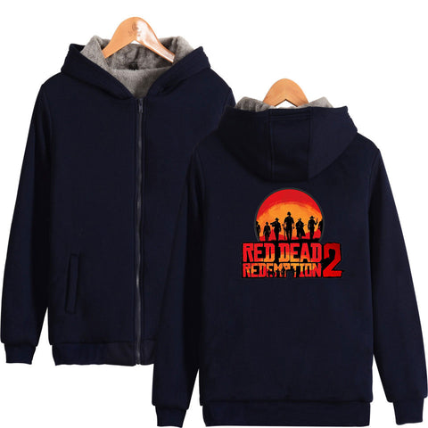 Image of Red Dead Redemption 2 Jackets - Solid Color Red Dead Redemption 2 Game Fleece Jacket