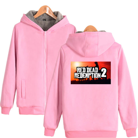 Image of Red Dead Redemption 2 Jackets - Solid Color Red Dead Redemption 2 Icon Fleece Jacket