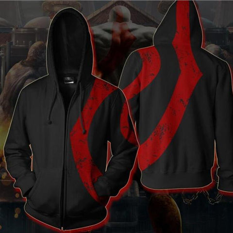 Image of God of War Kratos Hoodies - Zip Up Black Hoodie