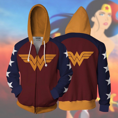 Image of Wonder Woman Hoodie - Diana Prince Zip Up Hoodie CSOS813