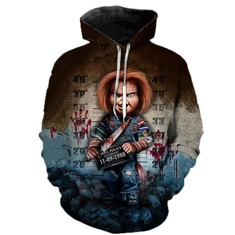 Image of Chucky 3D Printed Hoodies - Horror Movie Fashion Hooded Outerwear