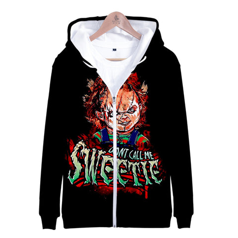 Image of Horror Movie Chucky Ghost Doll 3D Print Zipper Hoodies