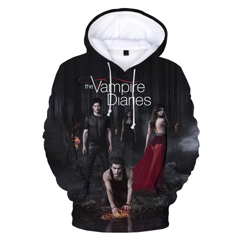 Image of The Vampire Diaries 3D Printed Hoodies - Horror Movie Hooded Pullover