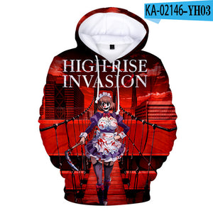 High-Rise Invasion Hooded Sweatshirt - 3D Printed School Hoodies