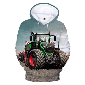 Funny Hooded Sweatshirts - 3D Tractor Printed Hoodie Streetwear