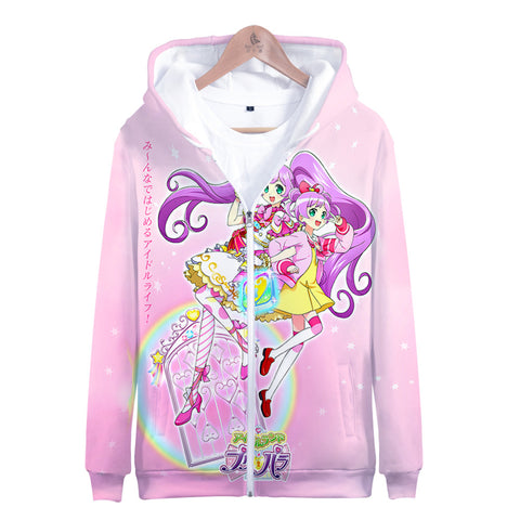 Image of Cartoon Idol Time Pripara 3D Zipper Hoodie - Hooded Zip-Up Pullovers Sweatshirt