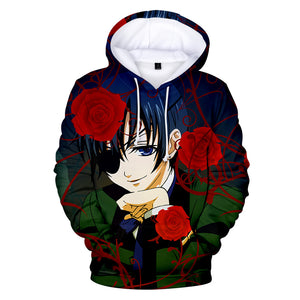 Black Butler Hooded Pullover Hoodies - 3D Printed Streetwear