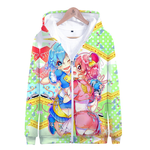 Image of Cartoon Idol Time Pripara 3D Zipper Hoodie - Hooded Zip-Up Pullovers Sweatshirt