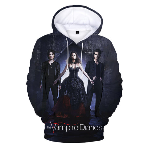 Image of The Vampire Diaries 3D Printed Hoodies - Horror Movie Hooded Pullover