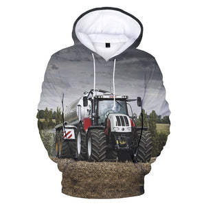 3D Tractor Printed Streetwear Hooded Sweatshirts Hoodie