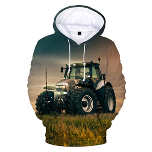 3D Tractor Printed Streetwear Hooded Sweatshirts Hoodie