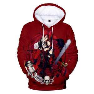 3D Printed Hoodies Pullover - Black Butler Hooded Streetwear