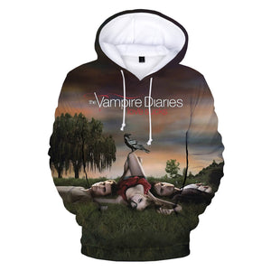 3D Printed The Vampire Diaries Hoodies - Horror Movie Hooded Pullover