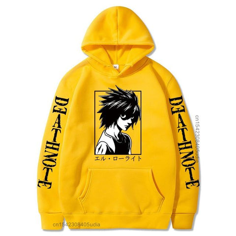 Image of Anime Death Note Hoodie Lawliet L Graphic Long Sleeve Hoodies Pullover Sweatshirt