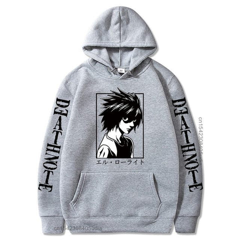 Image of Anime Death Note Hoodie Lawliet L Graphic Long Sleeve Hoodies Pullover Sweatshirt