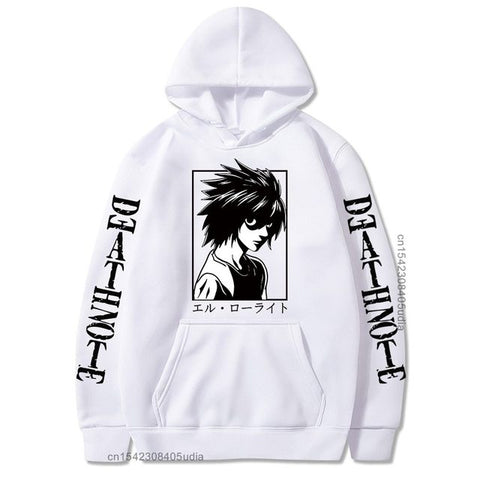 Image of Anime Death Note Hoodie Lawliet L Graphic Long Sleeve Hoodies Pullover Sweatshirt