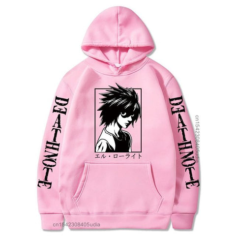 Image of Anime Death Note Hoodie Lawliet L Graphic Long Sleeve Hoodies Pullover Sweatshirt