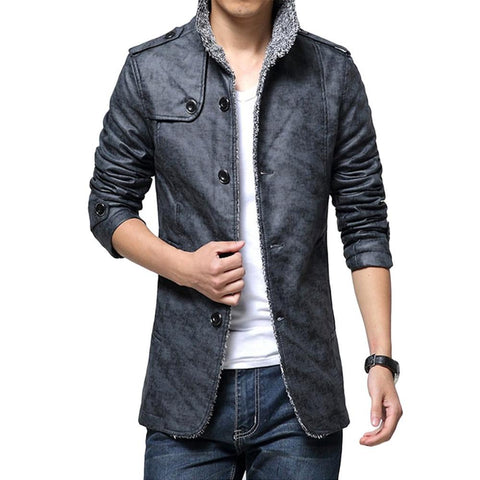 Image of Men's Jacket - PU Leather Thickening Cotton-padded  Jackets