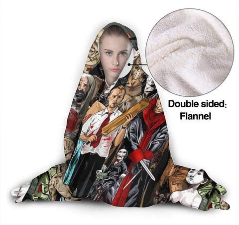 Image of Horror Michael-Myers Hooded Blanket - Microfiber Bedding Fluffy Blanket