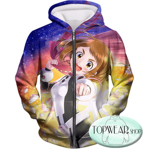 My Hero Academia Hoodies - Cute Zero Gravity Ochaco Uraraka Zip Up Hoodie