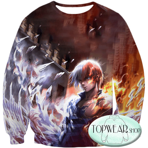 Image of My Hero Academia Sweatshirts - Half-Hot Half-Cold 3D Shoto Todoroki Fan  Sweatshirt