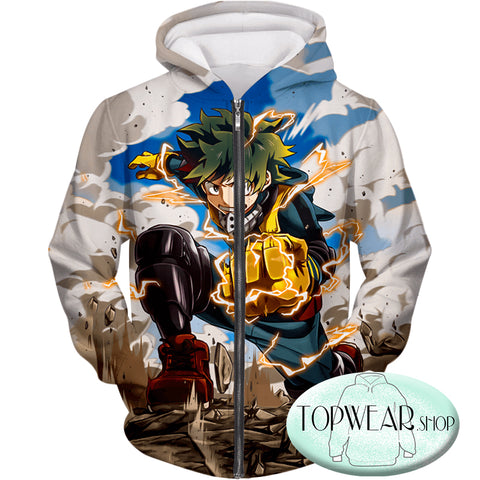Image of My Hero Academia Hoodies - Izuki Midoriya Plus Ultra Awesome One for All Action Zip Up Hoodie