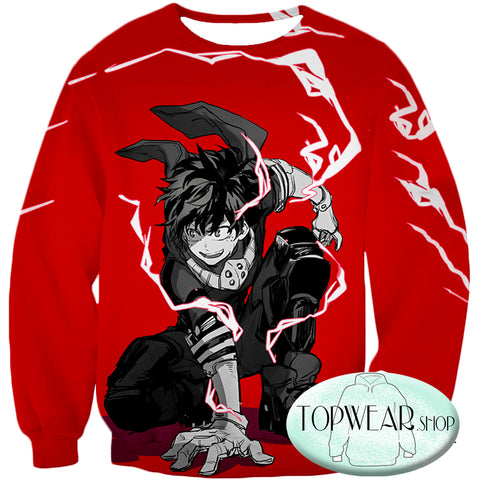 Image of My Hero Academia Hoodies - Academia Strong Hero Deku Izuki Midoriya Zip Up Hoodie