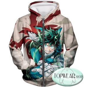 My Hero Academia Hoodies - One for All Hero Academia Deku Zip Up Hoodie