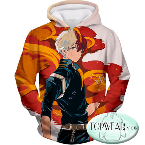 Image of My Hero Academia Hoodies - Most Favourite Hero Half Cold Half Hot Shoto Zip Up Hoodie
