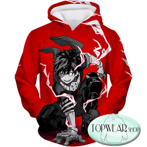 My Hero Academia Hoodies - Academia Strong Hero Deku Izuki Midoriya Zip Up Hoodie