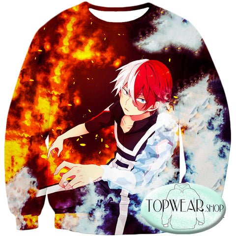 Image of My Hero Academia Sweatshirts - Anime Hero Shoto Todoroki Quirk Half Cold Half Sweatshirt