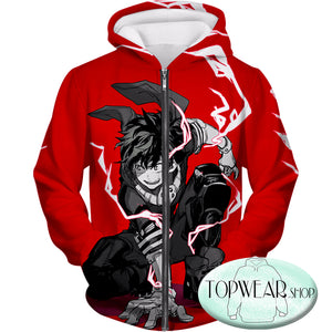 My Hero Academia Hoodies - Academia Strong Hero Deku Izuki Midoriya Zip Up Hoodie