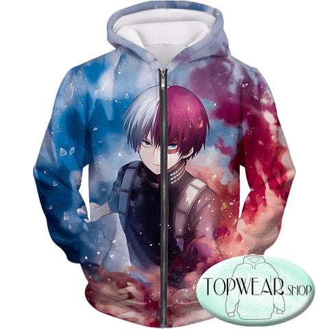 Image of My Hero Academia Hoodies - Super Skilled Half Cold Half Hot Hero Shoto Ultimate Zip Up Hoodie