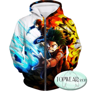 My Hero Academia Sweatshirts - Izuki Midoriya and Shoto Todoroki Action Sweatshirt