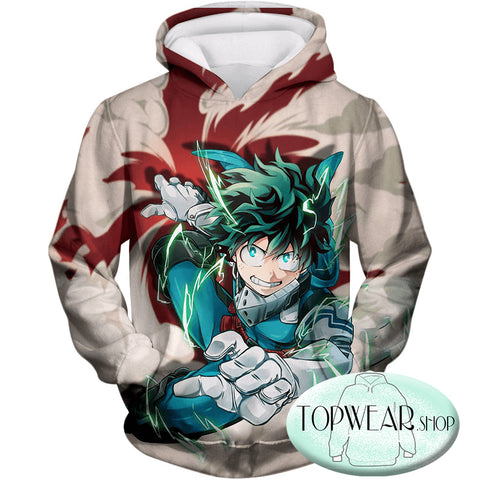 Image of My Hero Academia Hoodies - One for All Hero Academia Deku Pullover Hoodie