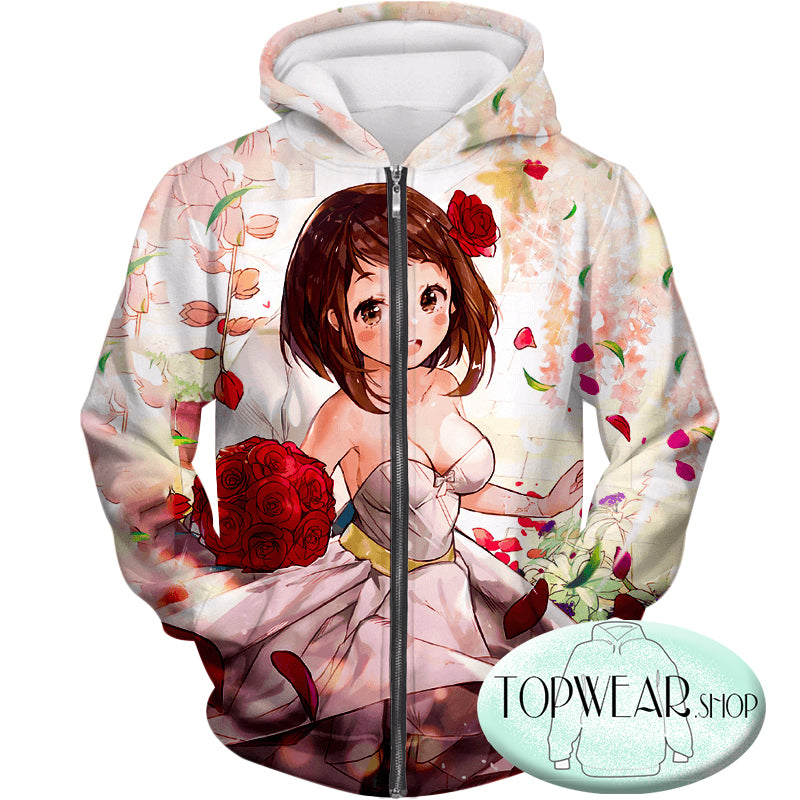 My Hero Academia Hoodies - Beautiful Uraraka Fan Made Dress Cute Anime Zip Up Hoodie