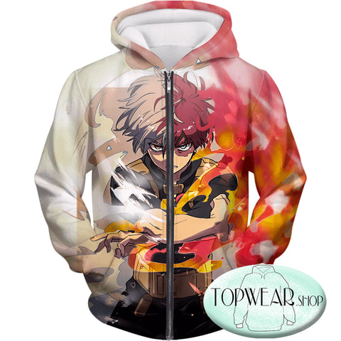 Image of My Hero Academia Sweatshirts - Shoto Todoroki Half Cold Half Hot Hero Action Sweatshirt