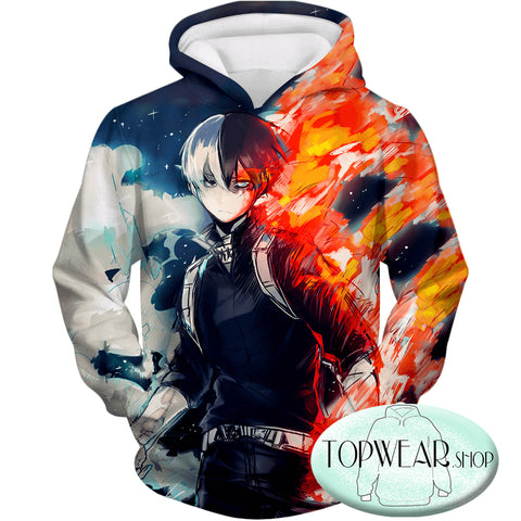 Image of My Hero Academia Hoodies - Blazing Hot and Icy Cold Half Cold Half Hot Shoto Pullover Hoodie