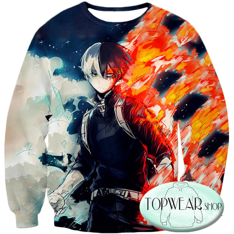 Image of My Hero Academia Hoodies - Blazing Hot and Icy Cold Half Cold Half Hot Shoto Pullover Hoodie