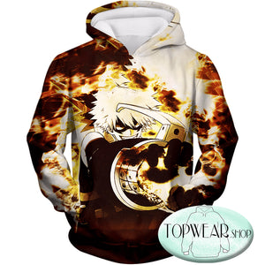 My Hero Academia Hoodies - Burning Flames Bakugo Katsuki Action Zip Up Hoodie