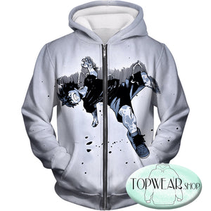 My Hero Academia Hoodies - Cool Izuki Midoriya AKA Deku White Fan Zip Up Hoodie