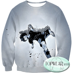 My Hero Academia Sweatshirts- Cool Izuki Midoriya AKA Deku White Fan Sweatshirt