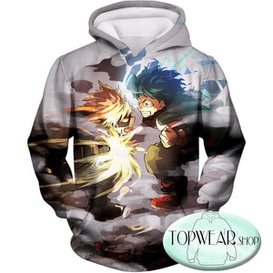 My Hero Academia Hoodies - Midoriya Vs Bakugo Action Pollover Hoodie