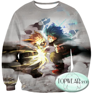 My Hero Academia Sweatshirts - Midoriya Vs Bakugo Action Sweatshirt