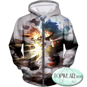 My Hero Academia Hoodies - Midoriya Vs Bakugo Action Pollover Hoodie