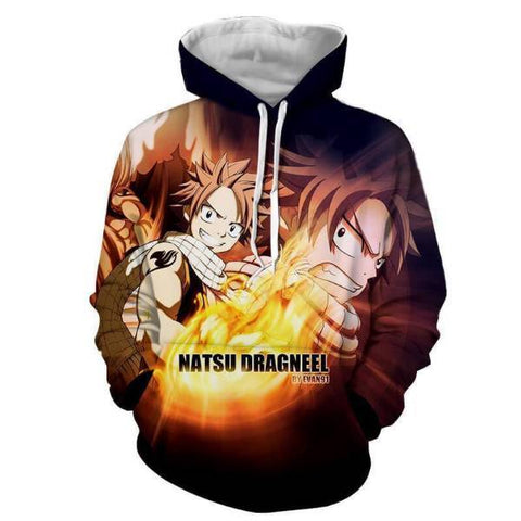 Image of Natsu Dragneel Fairy Tail Black 3D Hoodie